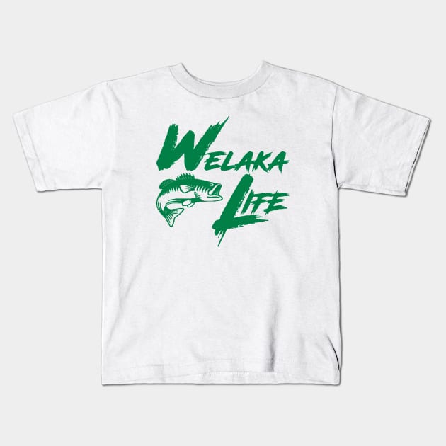 WL Logo1 Green Txt Kids T-Shirt by Welaka Life